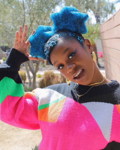 Hand Sculpted MINI Star Hair Piece in Blue