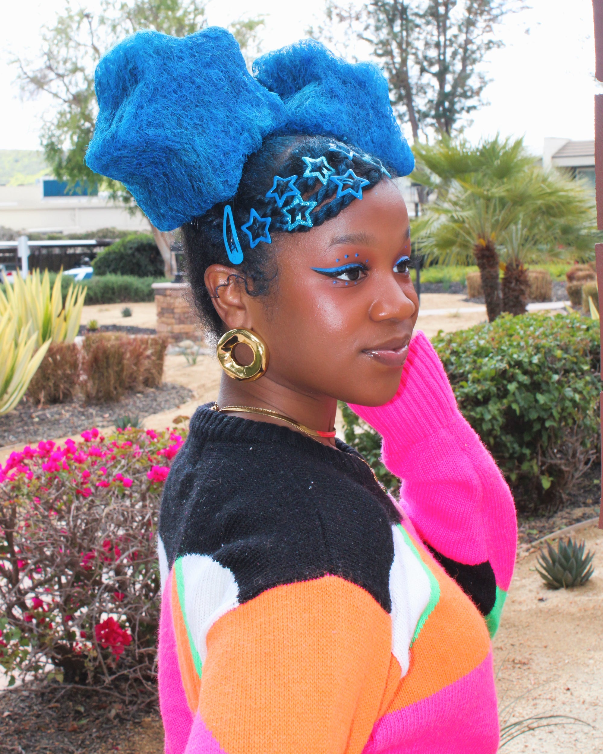 Hand Sculpted Star Hair Piece in Blue