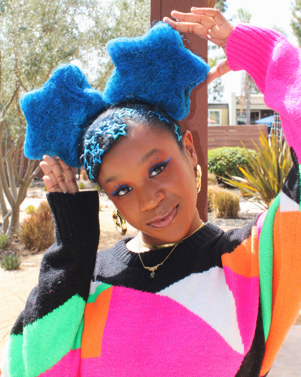 Hand Sculpted Star Hair Piece in Blue