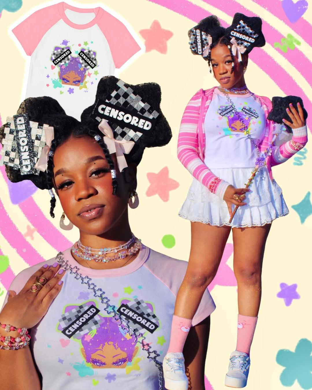 CENSORED Solar Puff Tee In PINK
