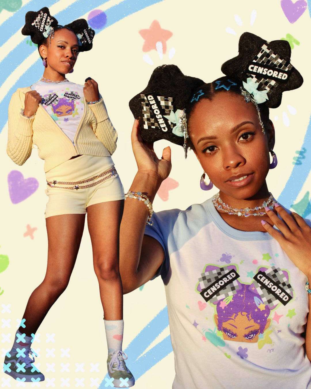 CENSORED Solar Puff Tee In BLUE